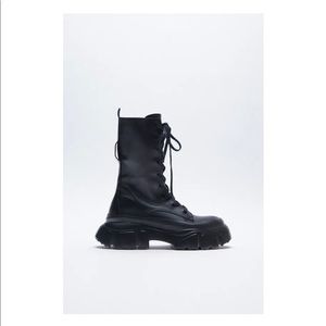 Zara Lug Sole Laced Leather Boots